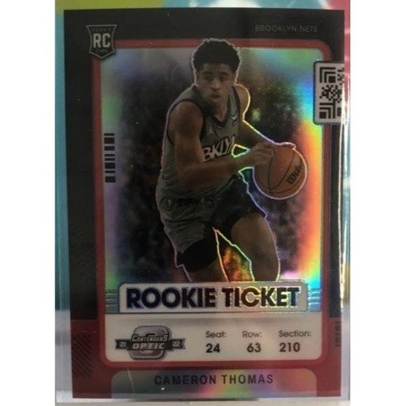 2021 Panini Contenders Optic Cameron Cam Thomas Rookie Ticket Red #4 SP Nets RC